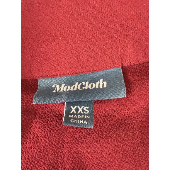 Modcloth Womens Size XXS Scoop Neck Top Red Tie Long Sleeve Pullover Blouse - Picture 5 of 8